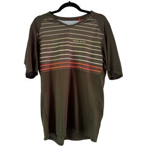 Pearl Izumi Green Striped Cycling Short Sleeve Mesh Pullover Shirt Men’s Size XL
